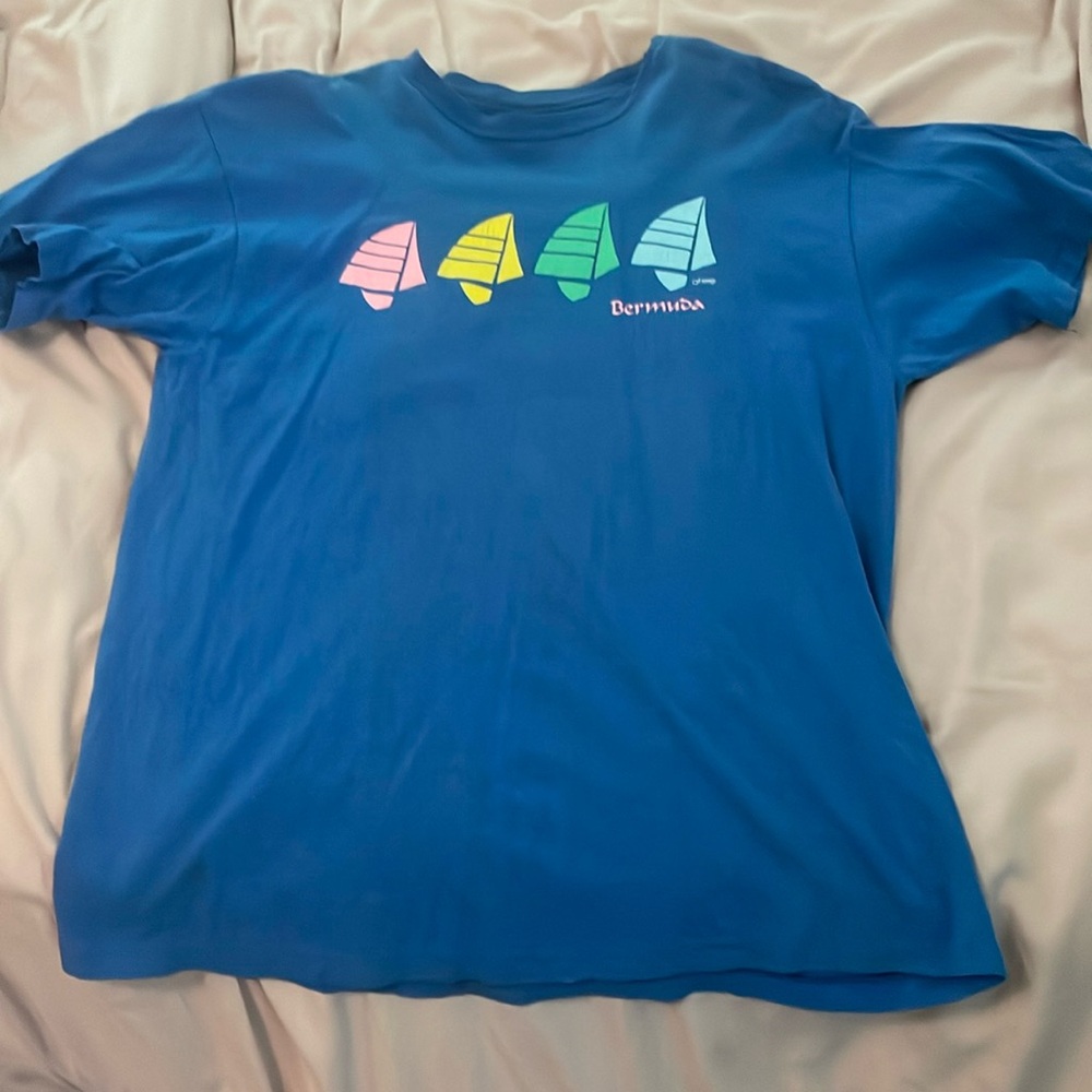 Vintage Bermuda sailboat vacation tee L blue